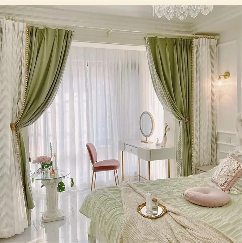 Hot sale bohemian style living room curtains fashion luxury window curtains living room stitching blackout curtains