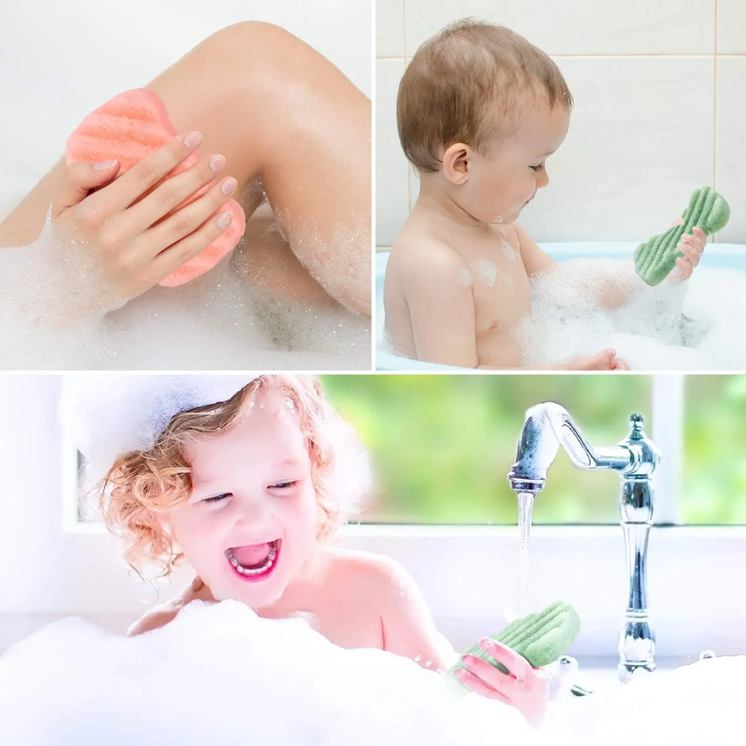 Natural Konjac Baby Sponge for Bathing Cute Shapes Natural Kids Bath Sponges for Infants Toddler Bath Time