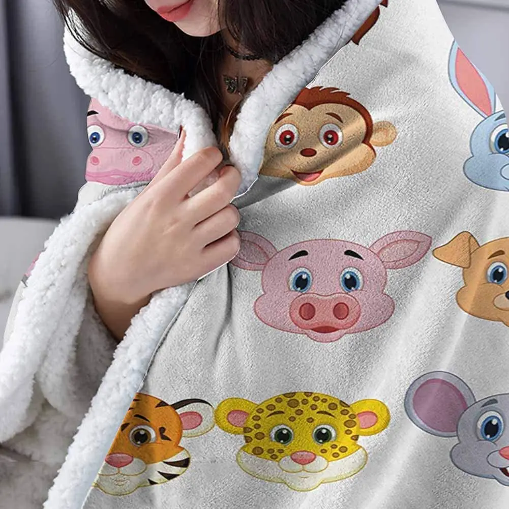 
Cartoon Super Soft Lamb Wool Blanket Kids Themed Baby Cute Animals Blanket Custom Digital Printing Blanket 