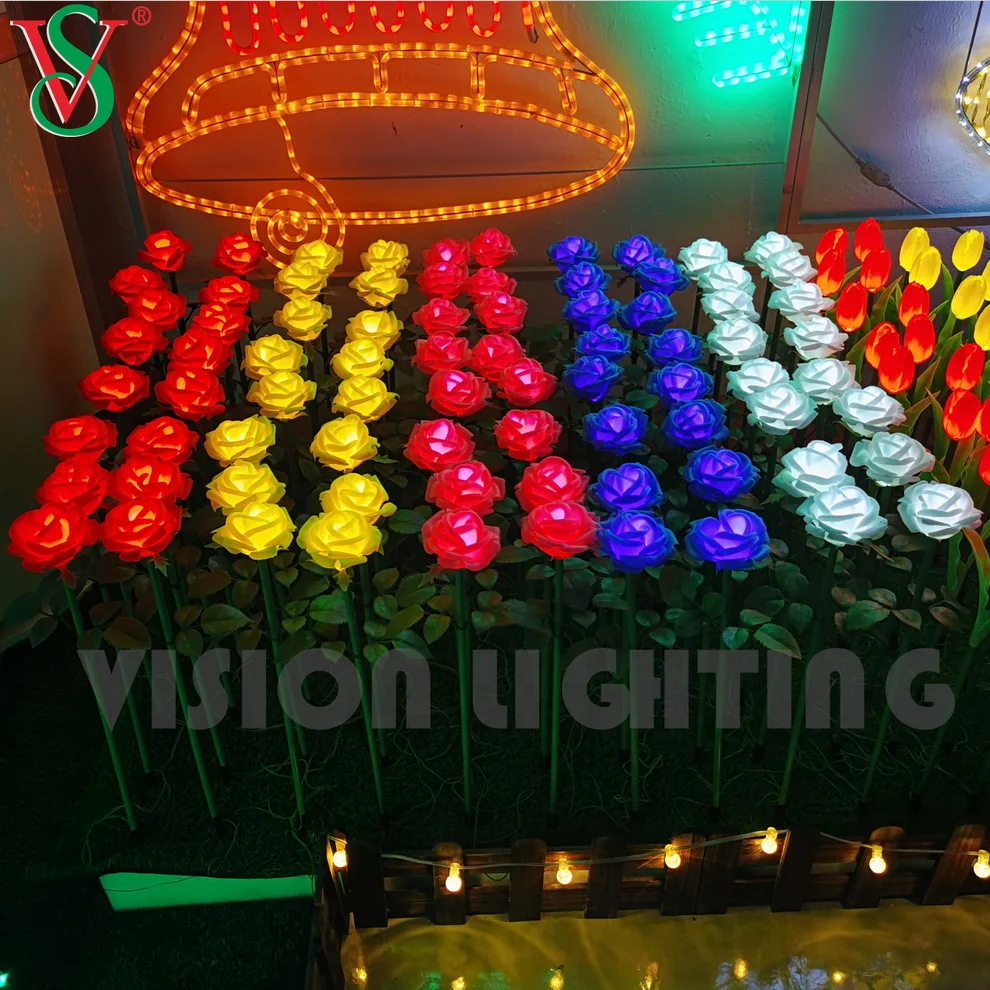 DMX/TTL Pixel RGB Animated Artificial Flower Led Rose Lights for Holiday Outdoor Garden Park Decoration