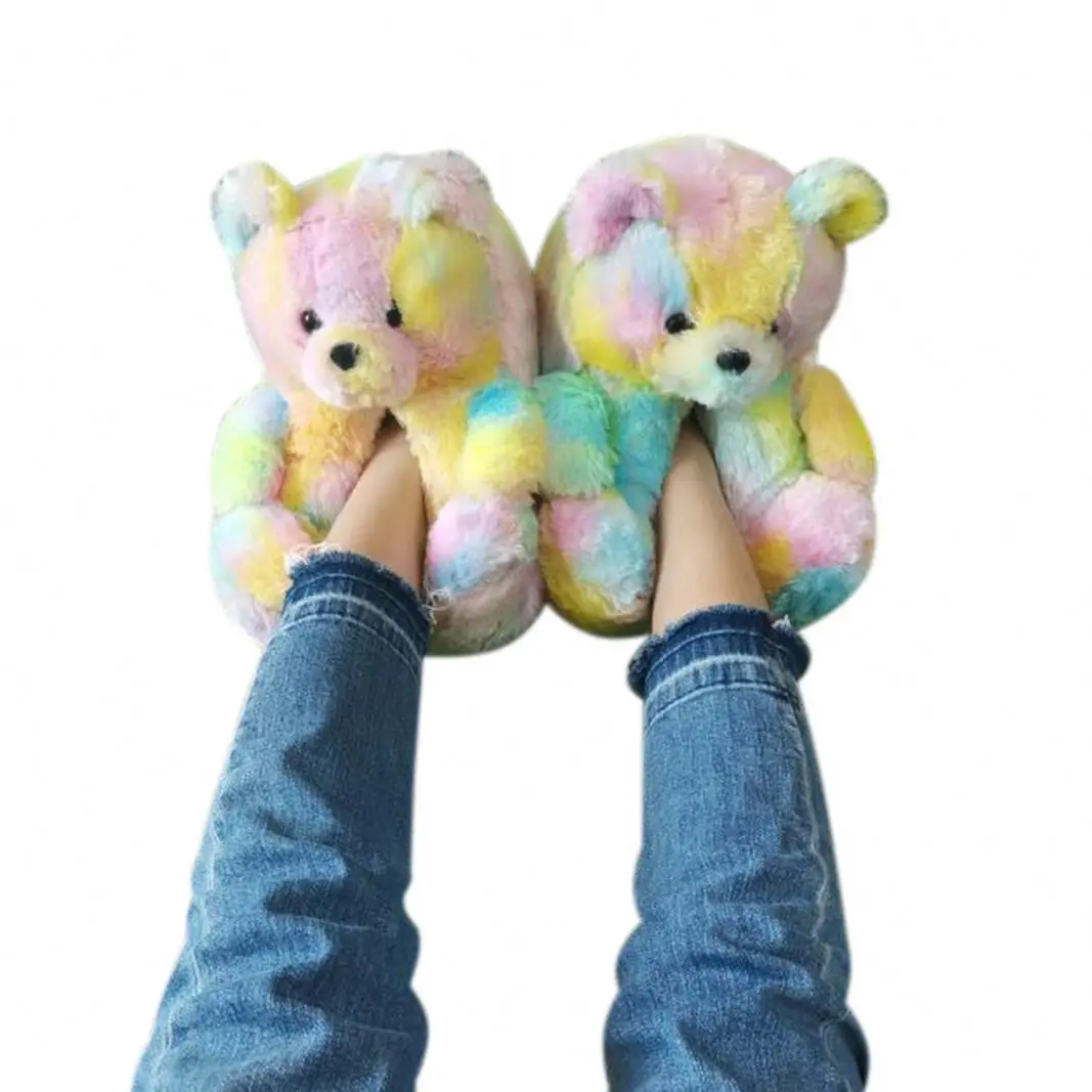 
Teddy bear slippers floor home plush thick cotton warm shoes teddy bear slippers plush teddy bear slippers 