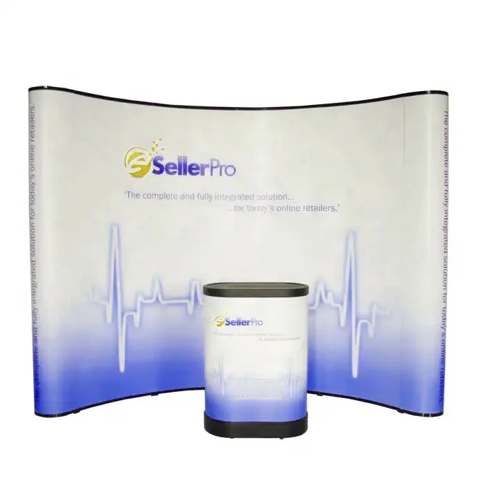 Wholesale Custom Popup Frame Fabric Banner Stands Curved Fabric Portable Background Banner Trade Show Table Exhibit Counter