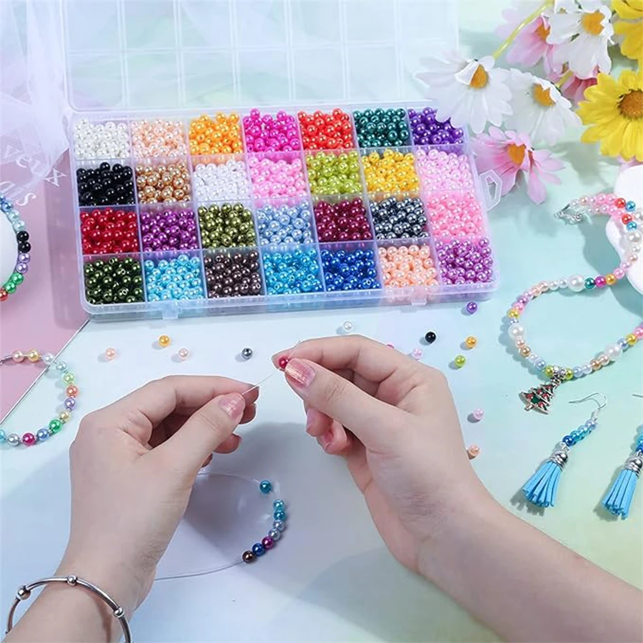 1960Pcs 6mm Multi-Colored Loose Beads 28 Kinds of Colored Pearls for Jewelry Making-Bracelets Necklaces Earrings