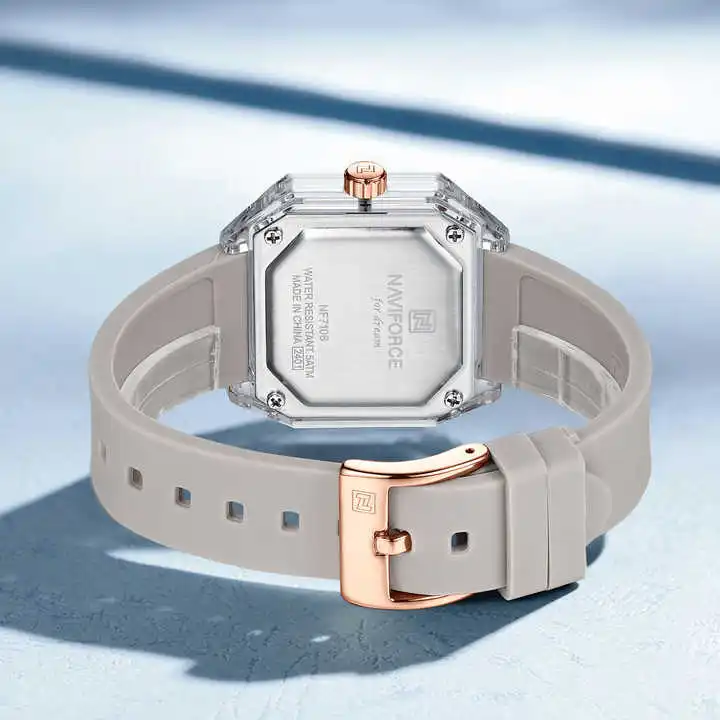 NAVIFORCE7106  Luxury Quartz Watch Women Top Brand Waterproof Silicone Rubber Bracelet Original Lady Girl Wristwatch 7106 Female