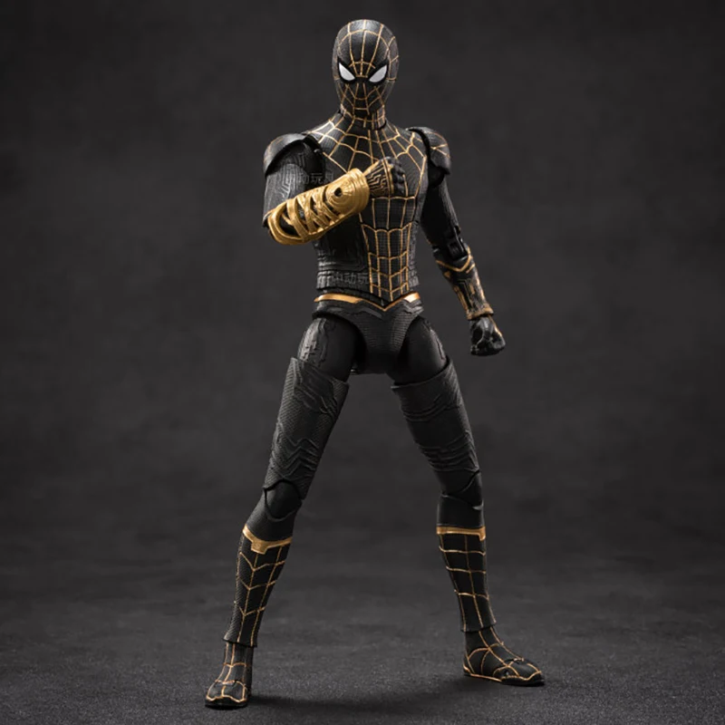 zd toys original genuine Marvel Spider Man-No Way Home Black and Gold Spider-Man 1/10 action figures movable joints 18cm 7 in