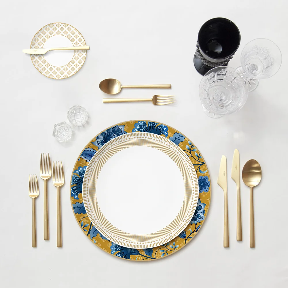 Wholesale Table Ceramic Dinner Plates Fine Bone China Dinnerware Set Supplier Porcelain Wedding Charger