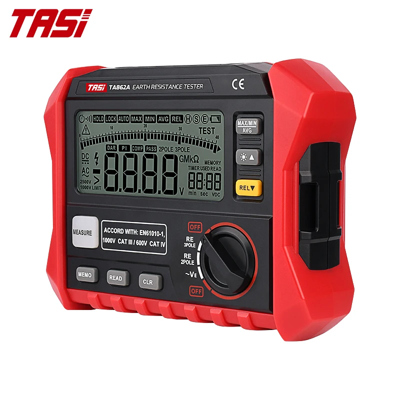 TASI TA862A 4000 Ом измеритель сопротивления заземления 2-полюса 3-х