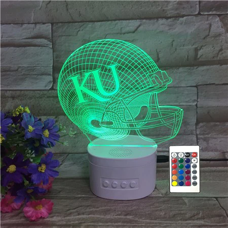 NFL team football helmet designs led 3d optical lamp wireress rechargeable bluetooth speaker lamp with remote
