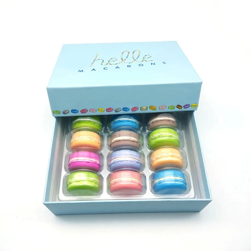 High quality customized 4, 6, 12, 24 macaron paper packaging box macaron gift box
