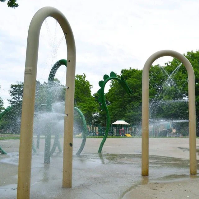 large splash pad play features for kids of all ages