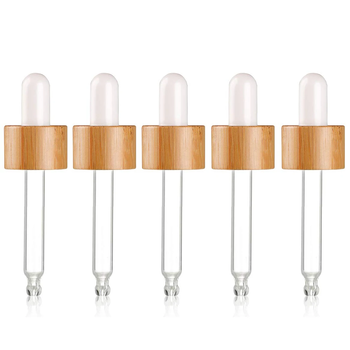 Stock eco-friendly 18/410 20/410 natural wooden bamboo closure pieptte screw dropper cap for essential oil tincture bottle