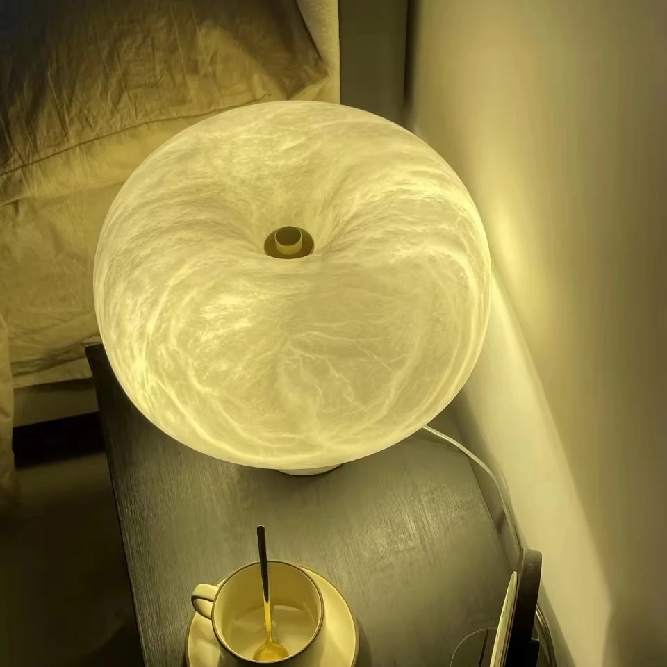 HZX Nature Stone  Marble Table Lamp Simple Luxurious Marble Design for Bedroom Minimalist Bedside Lamp for Living Room