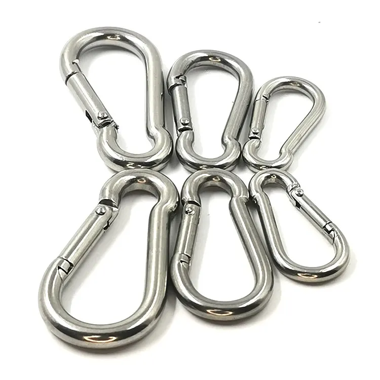 Factory Direct Wholesale Carabiner Hook Hardware 304 Springs Stainless Steel Climbing Button Snap Hooks Carabiner