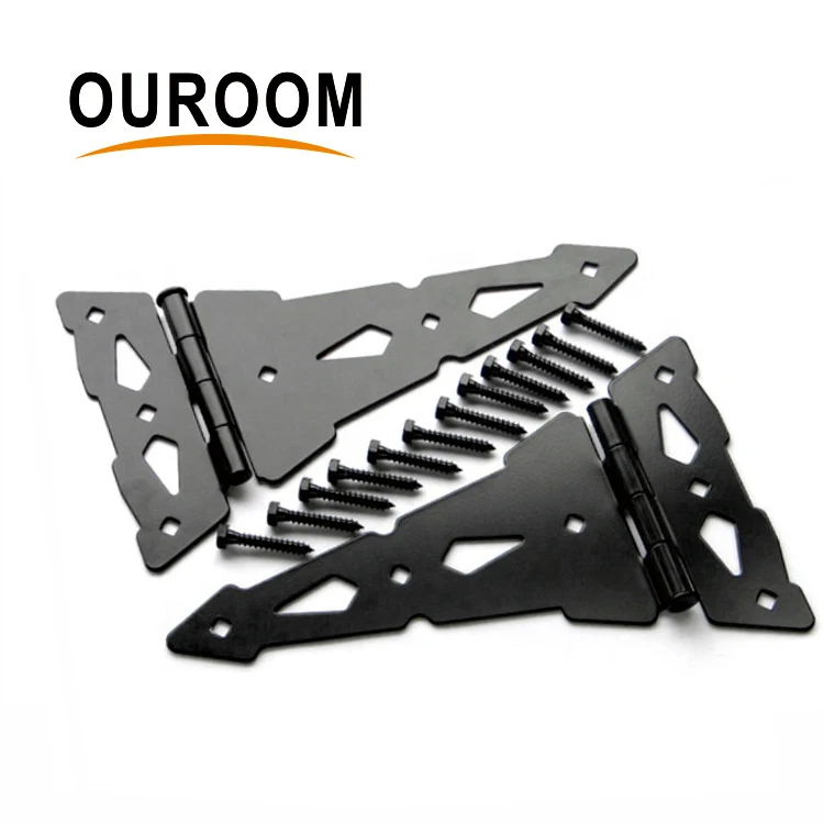 Black Tee Hinge Ornamental T Hinge Garden Wooden Gate Heavy Duty Fence Gate Hinge