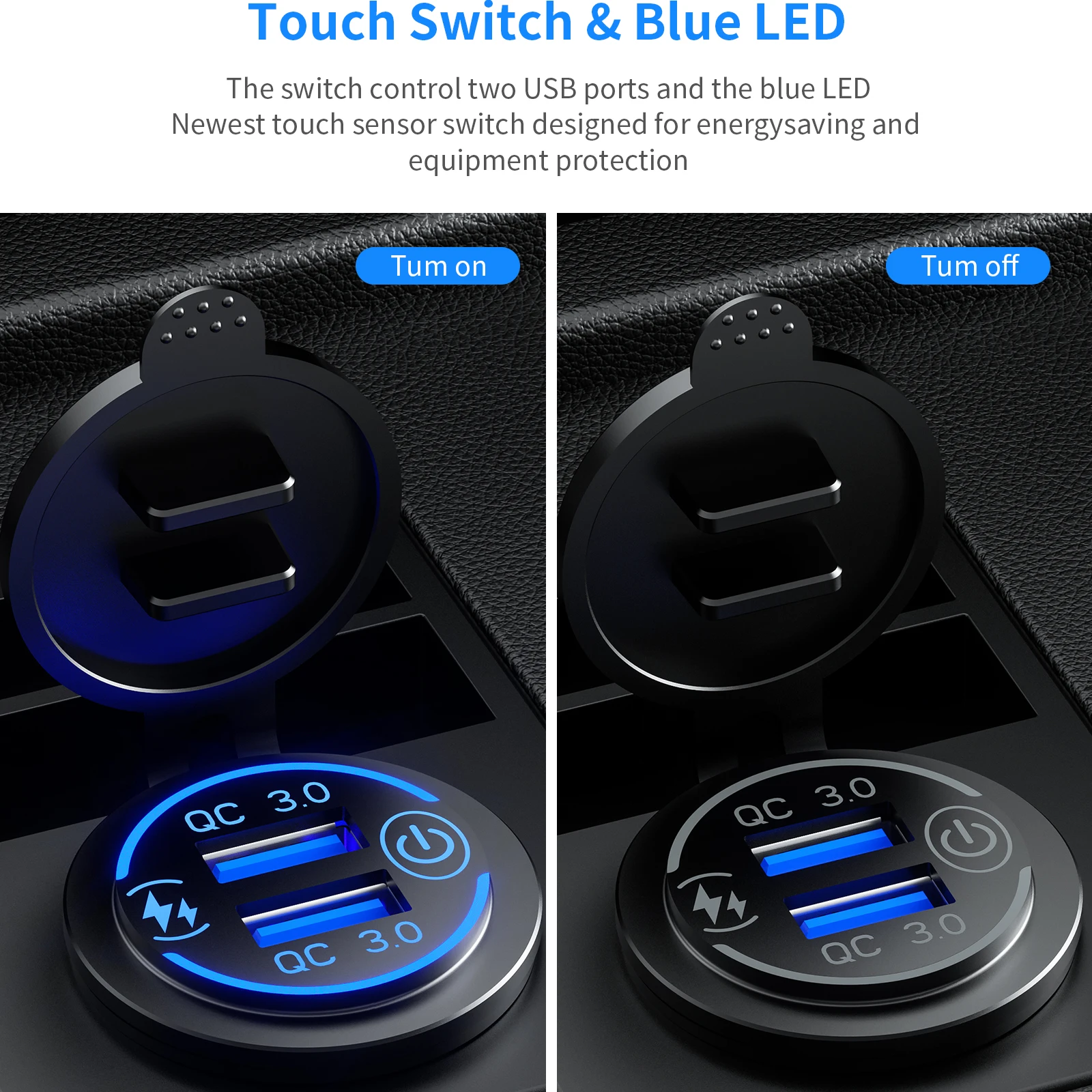 Заводская цена 12 в двойной QC3.0 USB быстрое автомобильное зарядное устройство розетка питания с
