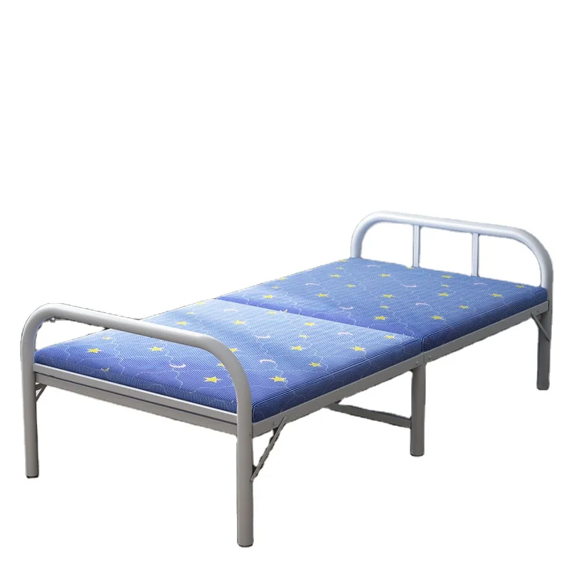 Antique Appearance Minimalist Nordic Bulk Cheap Platform Bed Sturdy Metal Frame with Curved Design Relax Nap Bedroom Folding Bed