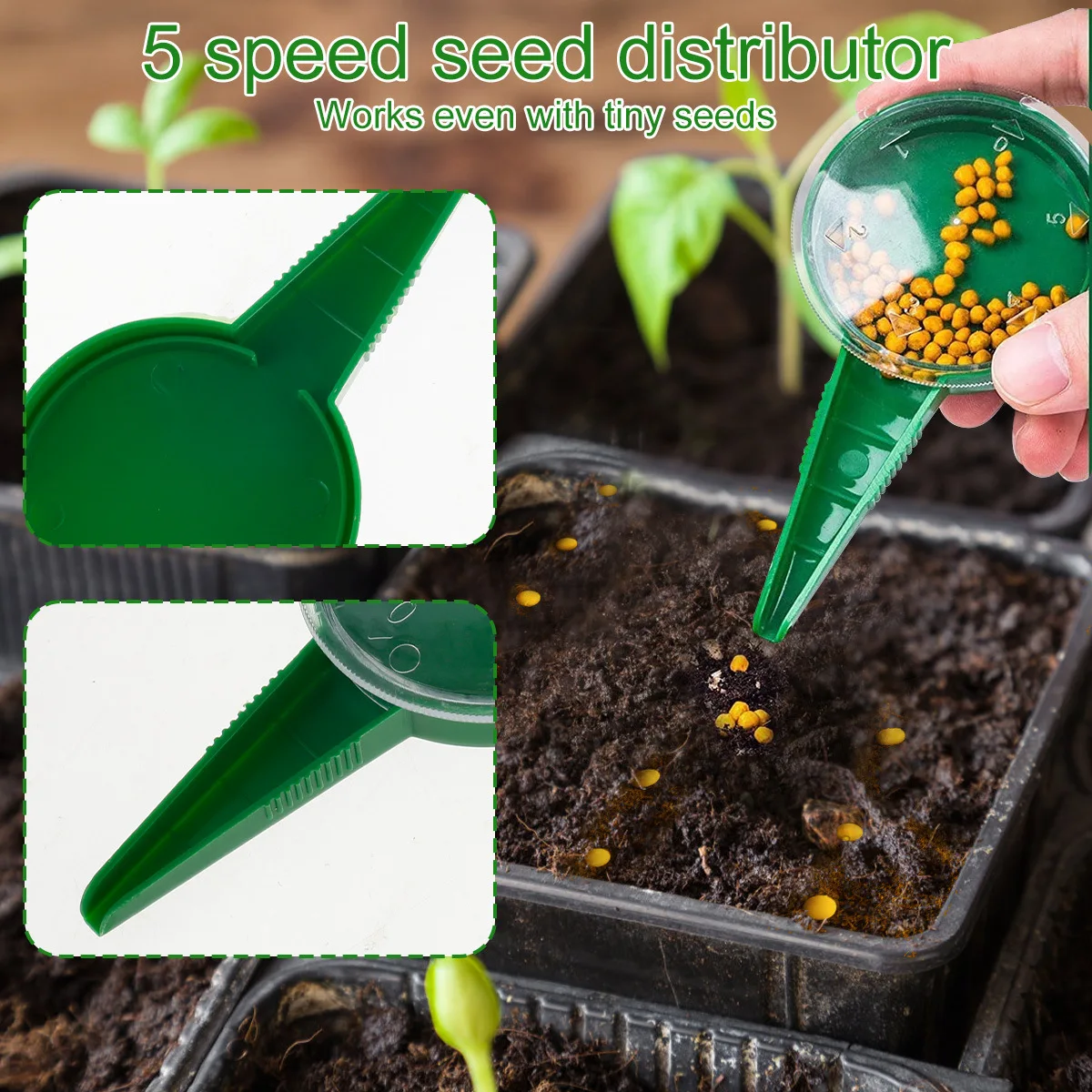 Hand Held Flower Grass Plant Seeder Garden Multifunction Seeding Dispenser Tools Adjustable Plants Seeds Sower Planter Set of 6