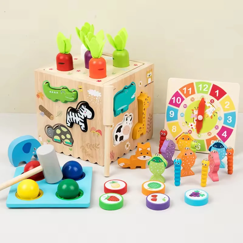 Многофункциональный деревянный игрушечный кубик для детей Juguetes Montessori Развивающие Игрушки раннего обучения