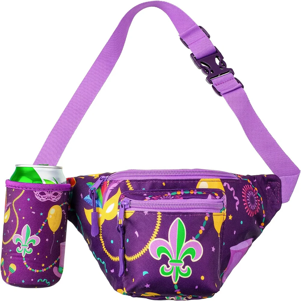 Mardi Gras Fleur-de-lis декоративная дизайнерская поясная сумка с держателем для напитков для взрослых и подростков аксессуары для вечеринок