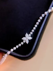Xinfly Horse Eye Four Leaf Clover 1.95ct Diamond 18k Gold Tennis Bracelets