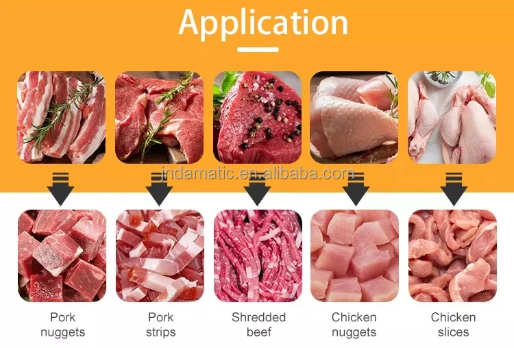 Commercial Bacon Frozen Meat Strip Dicing Slicing Making Machine Electric Mini Cold Meat Cube Slicer Cutter Cubes Belt Blades