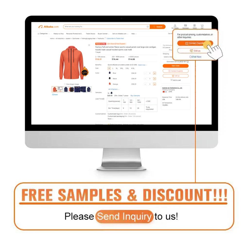 330g fleece zipper plus sweater men, round-necked hoodie long-sleeved sweater printed monochrome white sweater Korean wholesale