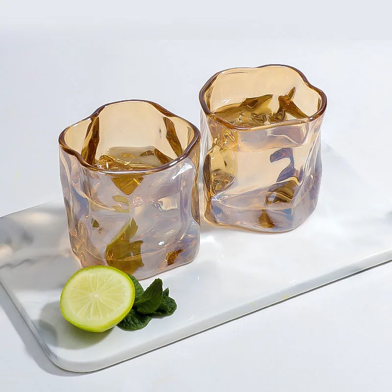 Wholesale glass cups with hand ceremony creative twist cups bar whisky glasses small crowd high value cups