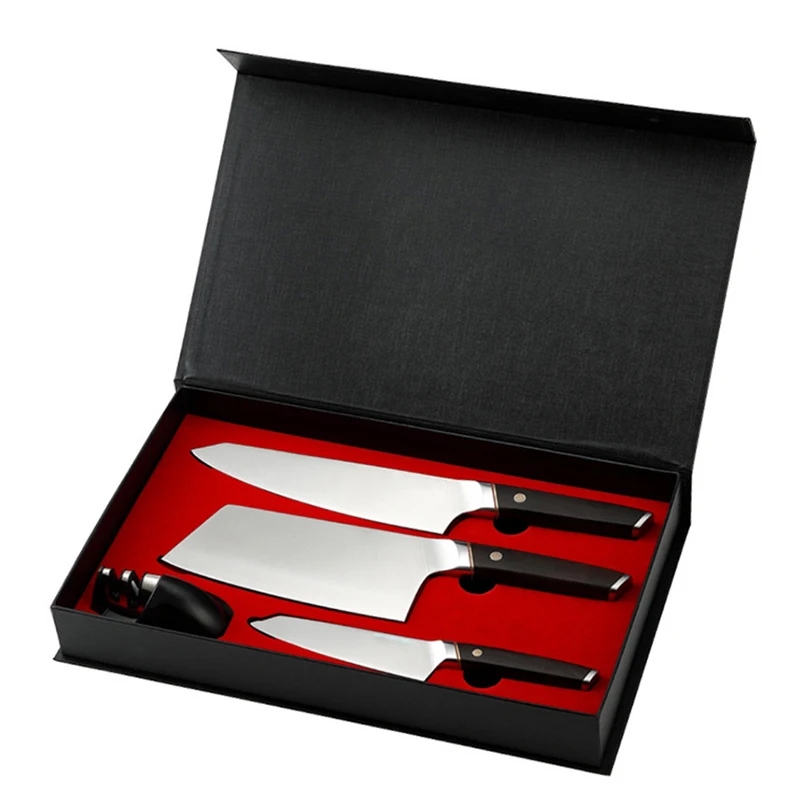 Modern German 1.4116 Steel Knife Sets Wood Handle Kitchen Cooking Knives Chef Chopping Utility Knife With Mini Sharpener