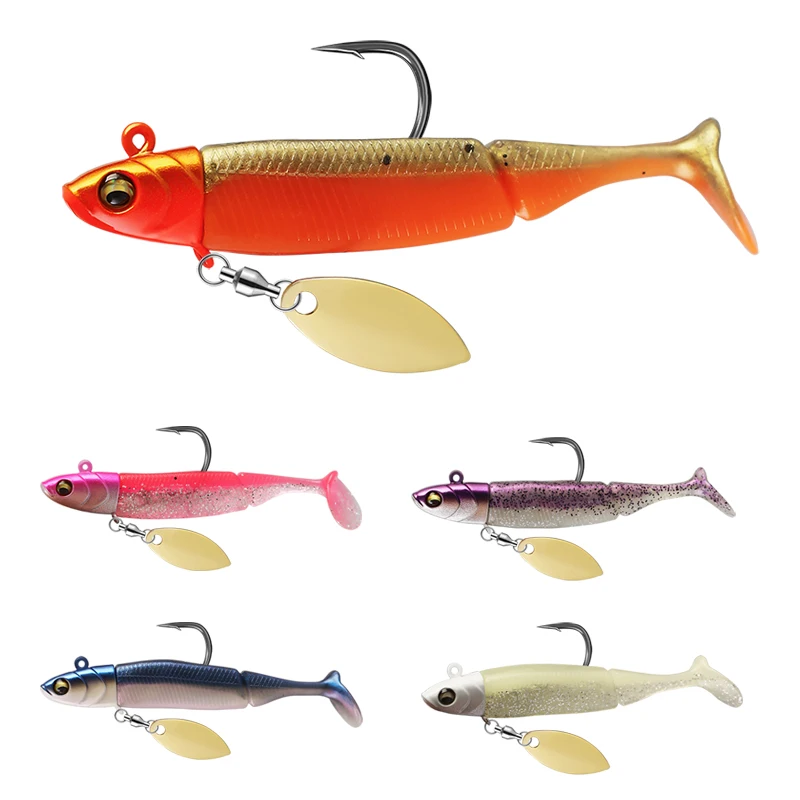 Palmer 20g one head two tails/set swim bait fishing lures soft plastic fishing bait lure vivid swim crappie fishing jig heads