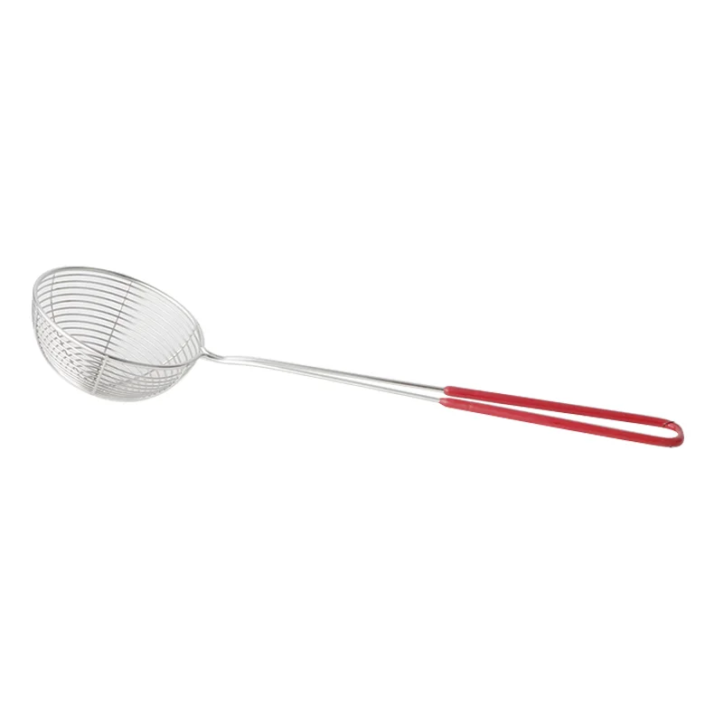 Commercial Wholesale Stainless Steel Kitchen Gadgets Small Mesh Sieve Round Food Strainers With Red Handle