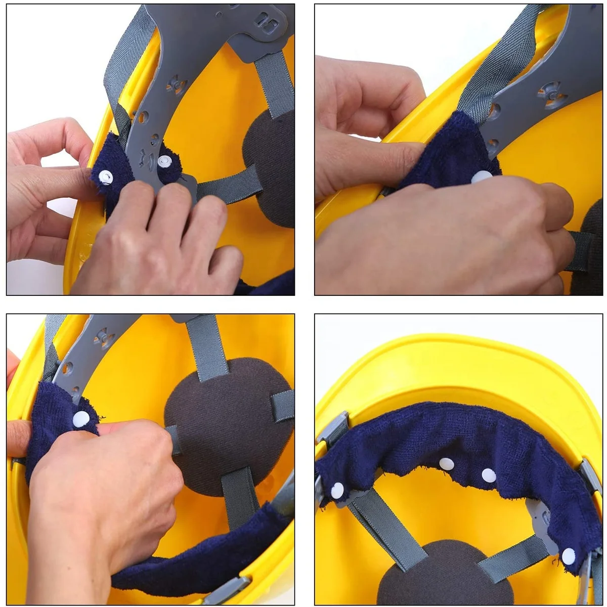 2022 OEM Terry Topper Snap-On Hard Hat Sweatband Washable Terry cotton Hard Hat Sweatband