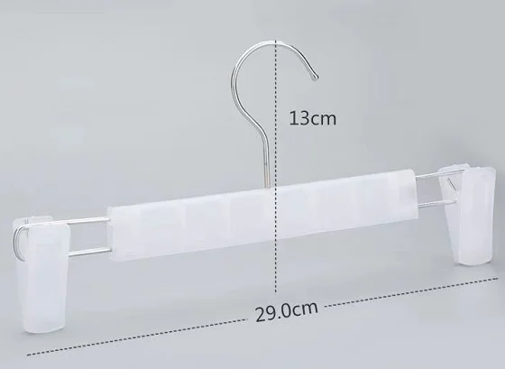 HOUSE DAY 25 Pack 14 inch Clear Plastic Skirt Hangers with Clips Skirt Hangers Clip Hangers for Pants Trouser Bulk Plastic Pan