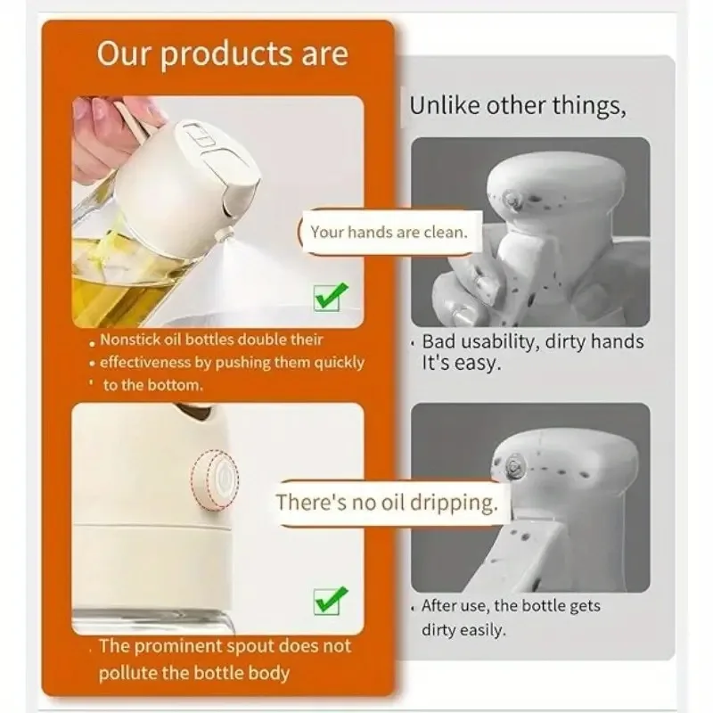 Multifunctional Cooking Spray Bottle Healthy Low Fat Option Air Fryer Compatible 2 In 1 Oil Mister