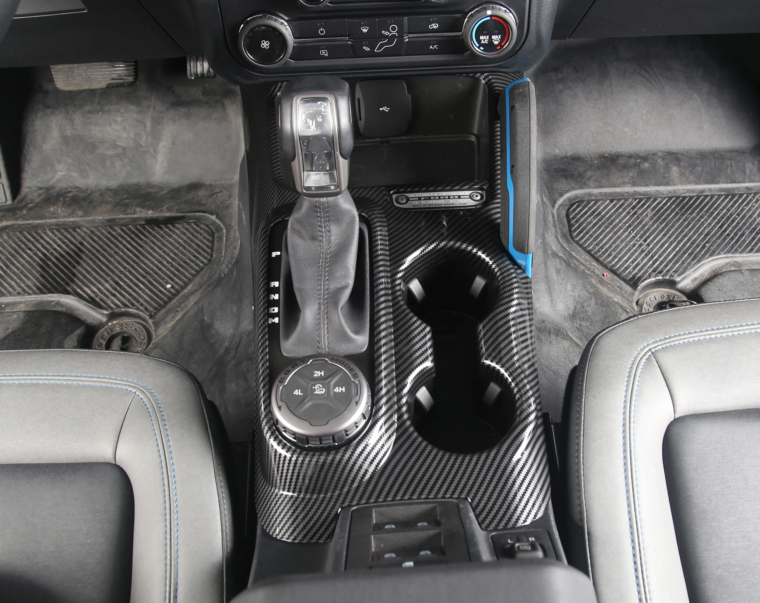 Carbon Style Fiber Gear Shift Panel Trim Cover Sticker Center Console Frame Accessories For Ford Bronco 2021 2022