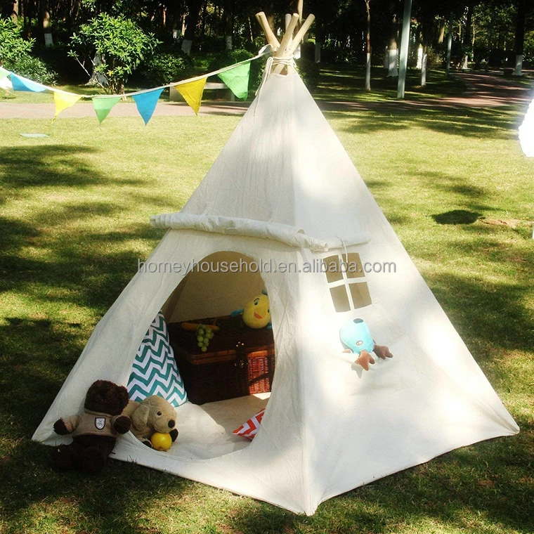 1.35M Baby Tent Tipi Child Teepee Cotton Canvas Wigwam Types Teepee Children Tipi Toys For Girls Play House Large Kids Tent