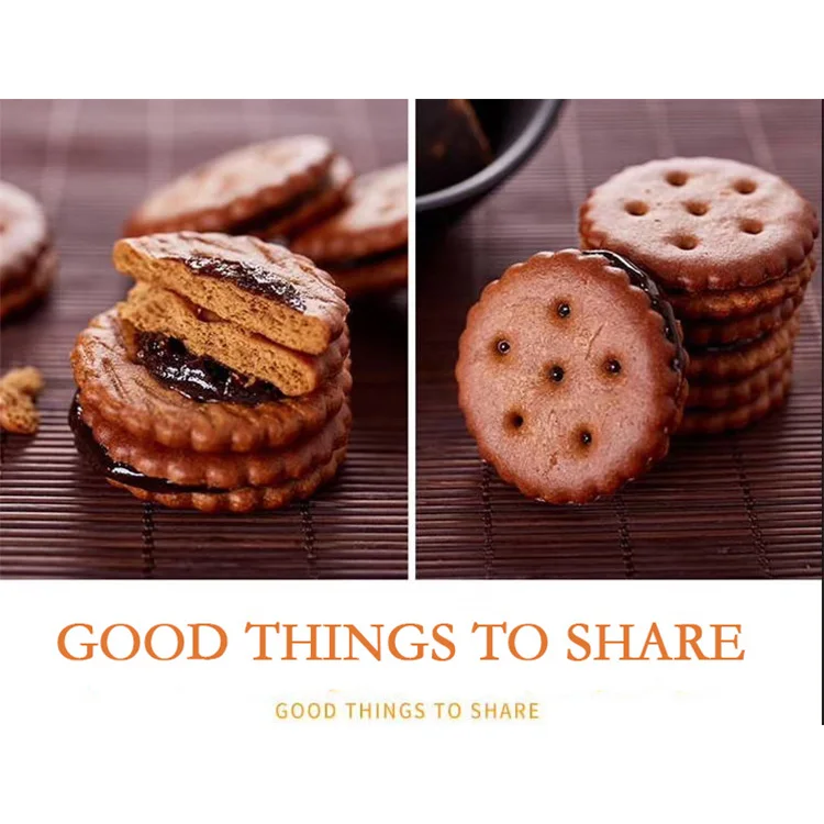 
Factory direct supply round caramel-flavored cookies food 