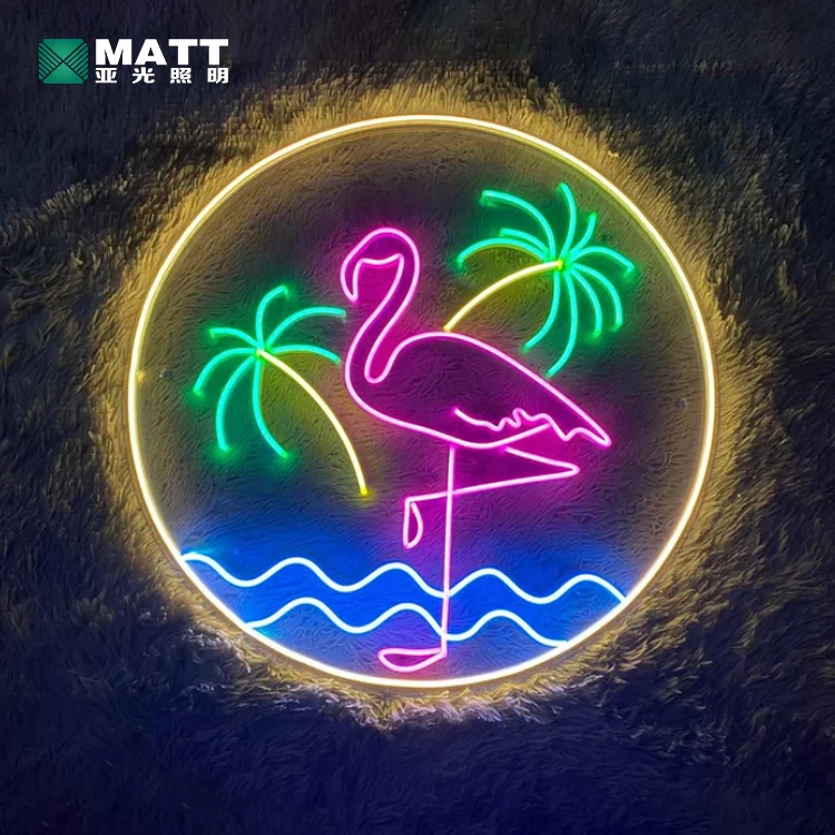 Matt Dropshipping Custom Pink Flamingo Neon Sign Animal Led Night Lights USB Led Sign Room Decoration Beer Bar Pub Wall Decor