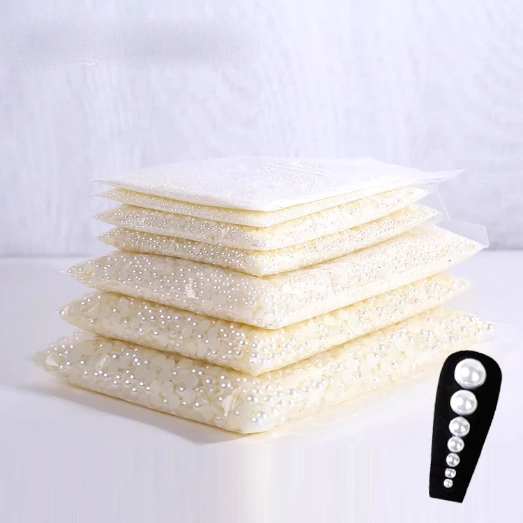 Nail Art Pearls Tips Half Round Pearls 3d Nail Beads Rhinestone Decoration DIY Nail Pearl