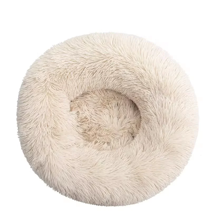 Anjuny Factory Wholesale Manufacturer Soft Luxury Plush Pet Cushion Round Cat Dog Bed Pet Furniture