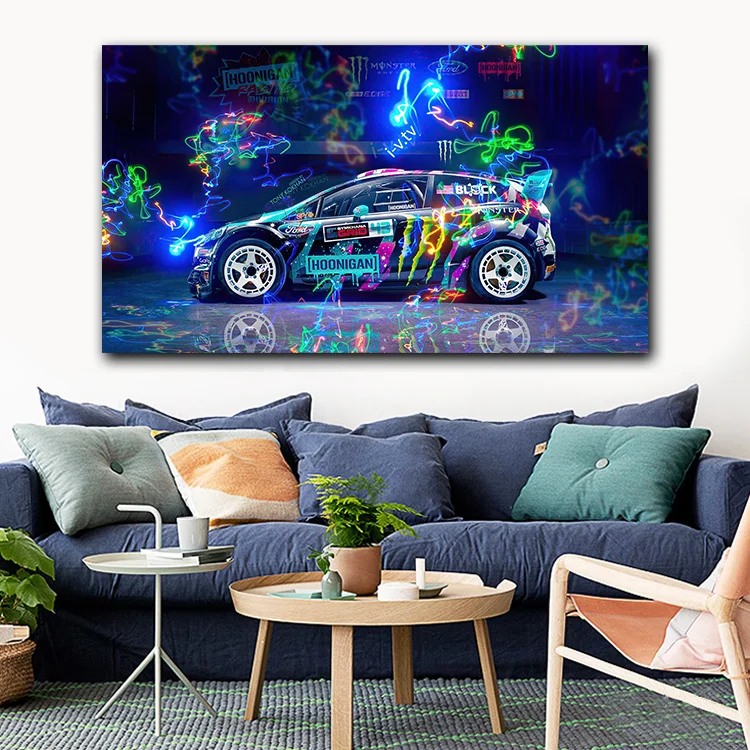 Hot Sale Cool Flash Car Canvas Print Painting Sports Car Wall Art Hotel Decoration
