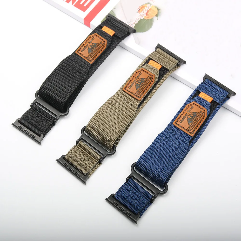 2024 New Hiking Bracelet 49mm Sport Nylon Loop Fabric Braided Wristband for IWatch Ultra Series 8 7 6 SE 5 4 Woven Nylon Band