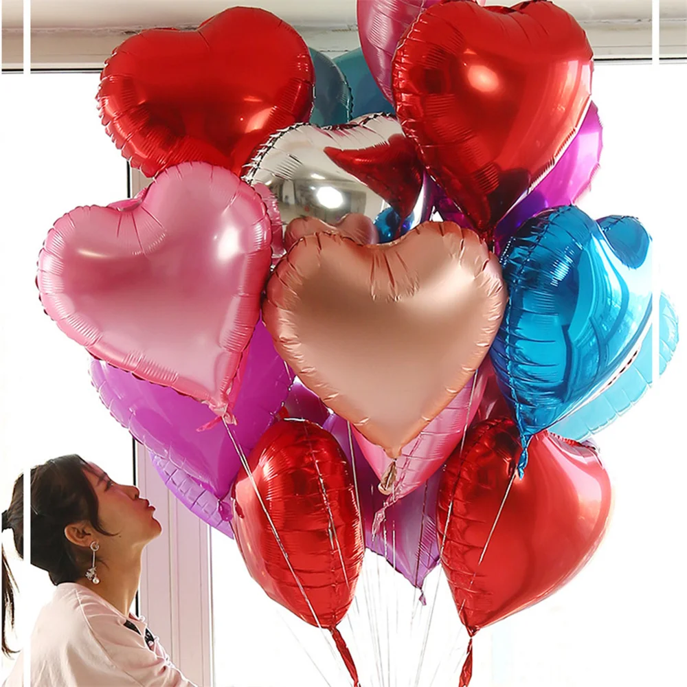Helium Foil Balloons, 18 Inch Heart Shaped  Decorations Birthday Wedding Party Balloons//