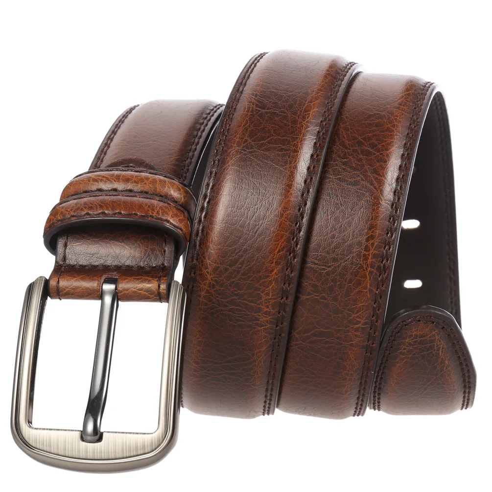 Classic Black Brown Genuine Leather Belt Mens Casual Jeans Belt For Men