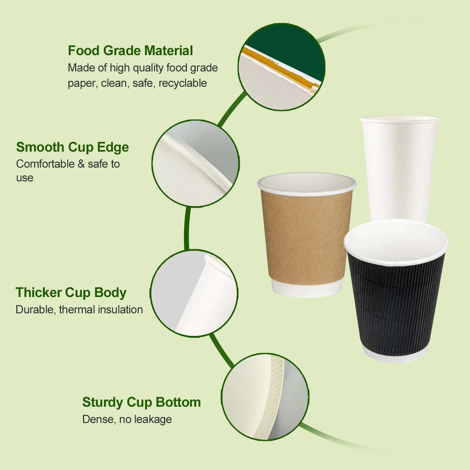Custom approved disposable coffee paper cups to go hot cup available with lids different volume