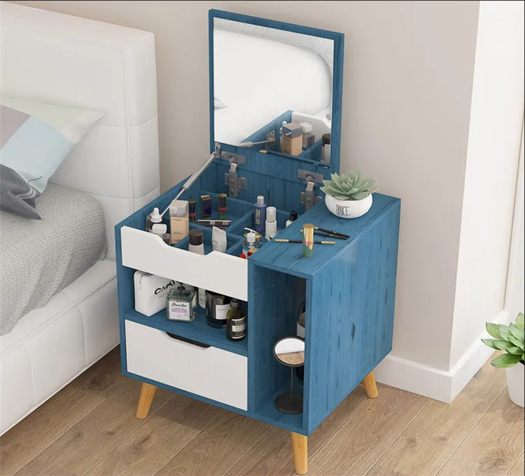 Wooden Mini Bedside Table Modern Cabinet Fashion Dressers With Mirror