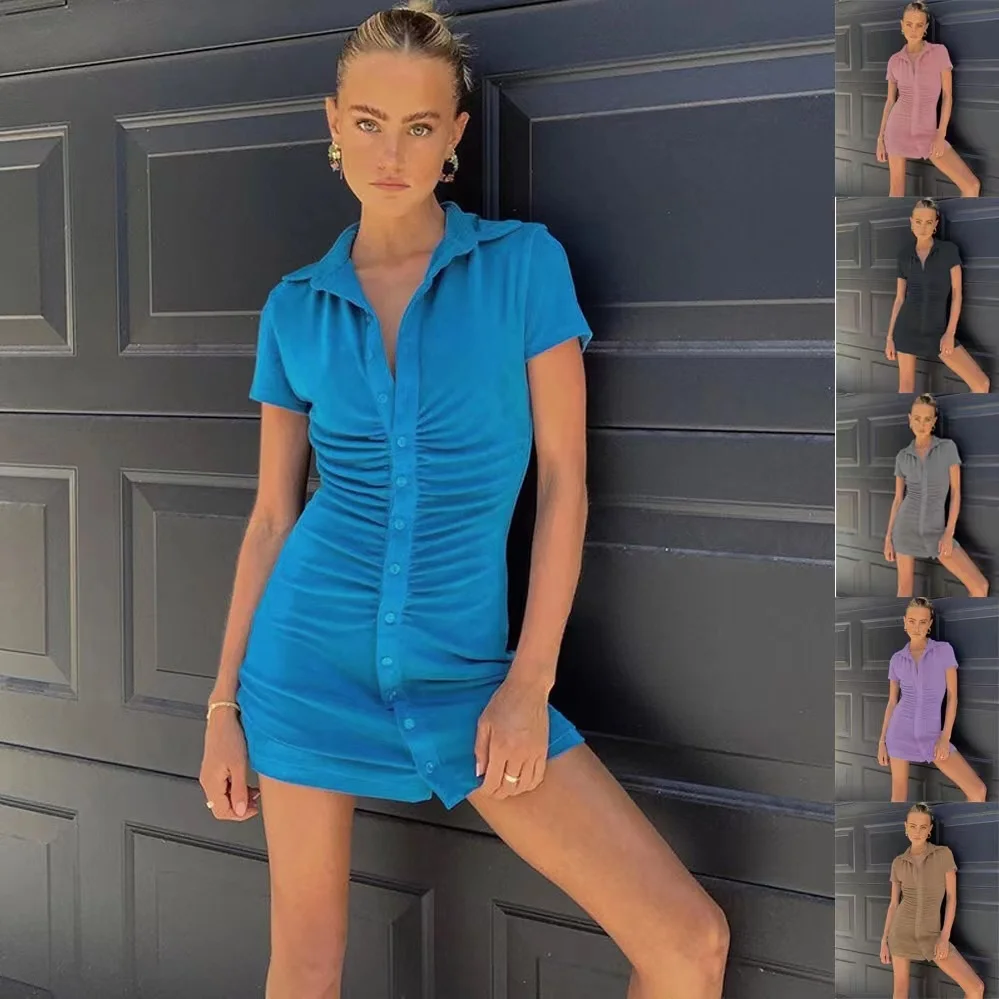 Solid Color Sexy Bodycon Mini Womens Dresses Summer Wholesale  New Fashion Women Clothes