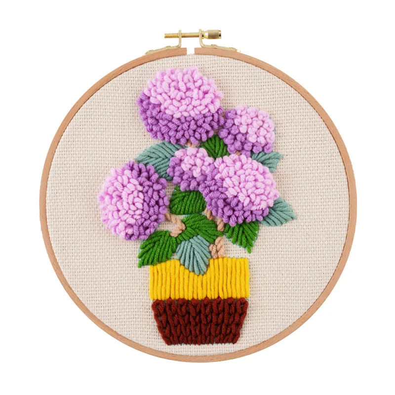 Adult Hobby Handmade Easy DIY Thick Yarn Embroidery Flower Art Craft Kit For Starters