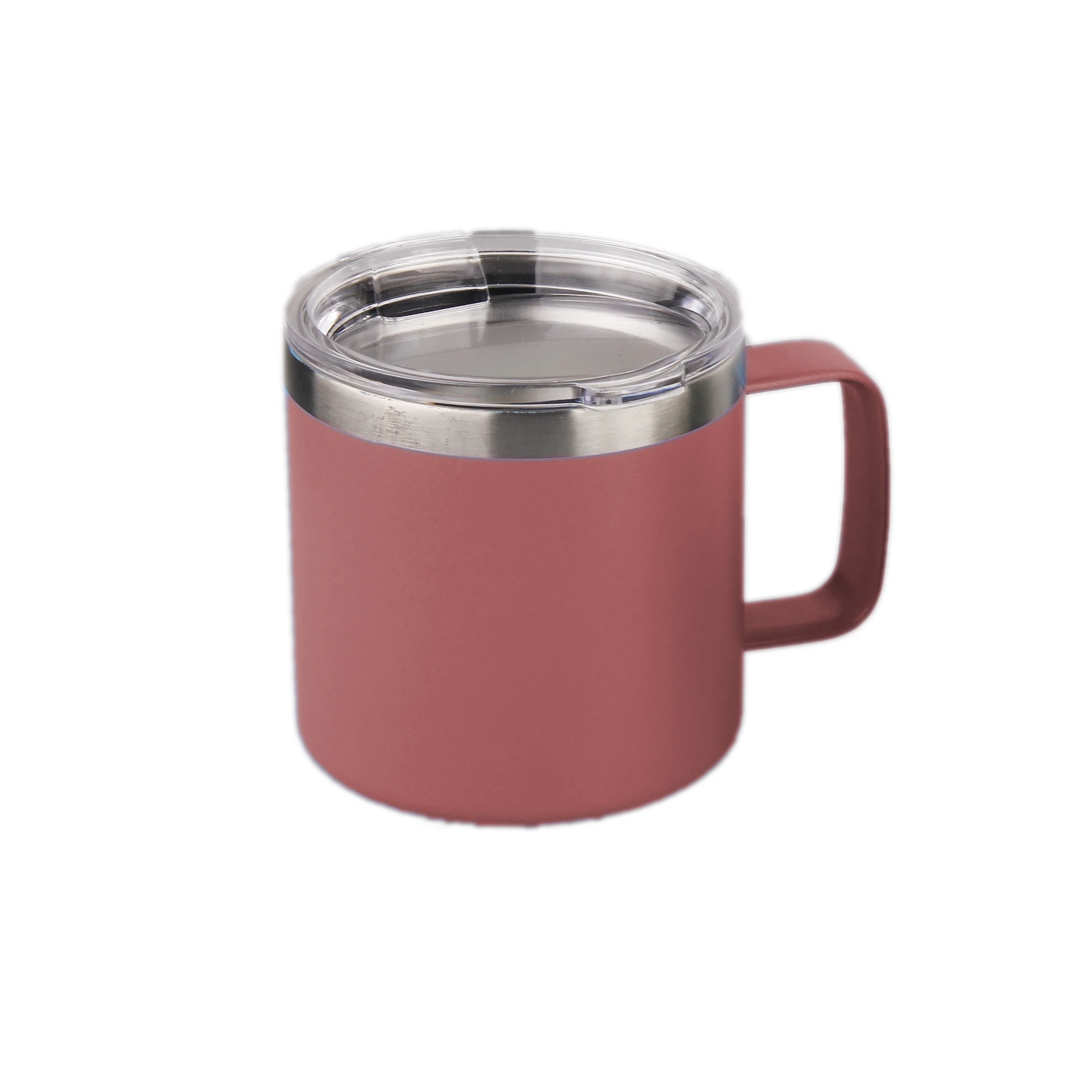 Premium 12 oz stainless steel insulated coffee mug with handle double wall vacuum beer tumbler travel mug with sliding lid