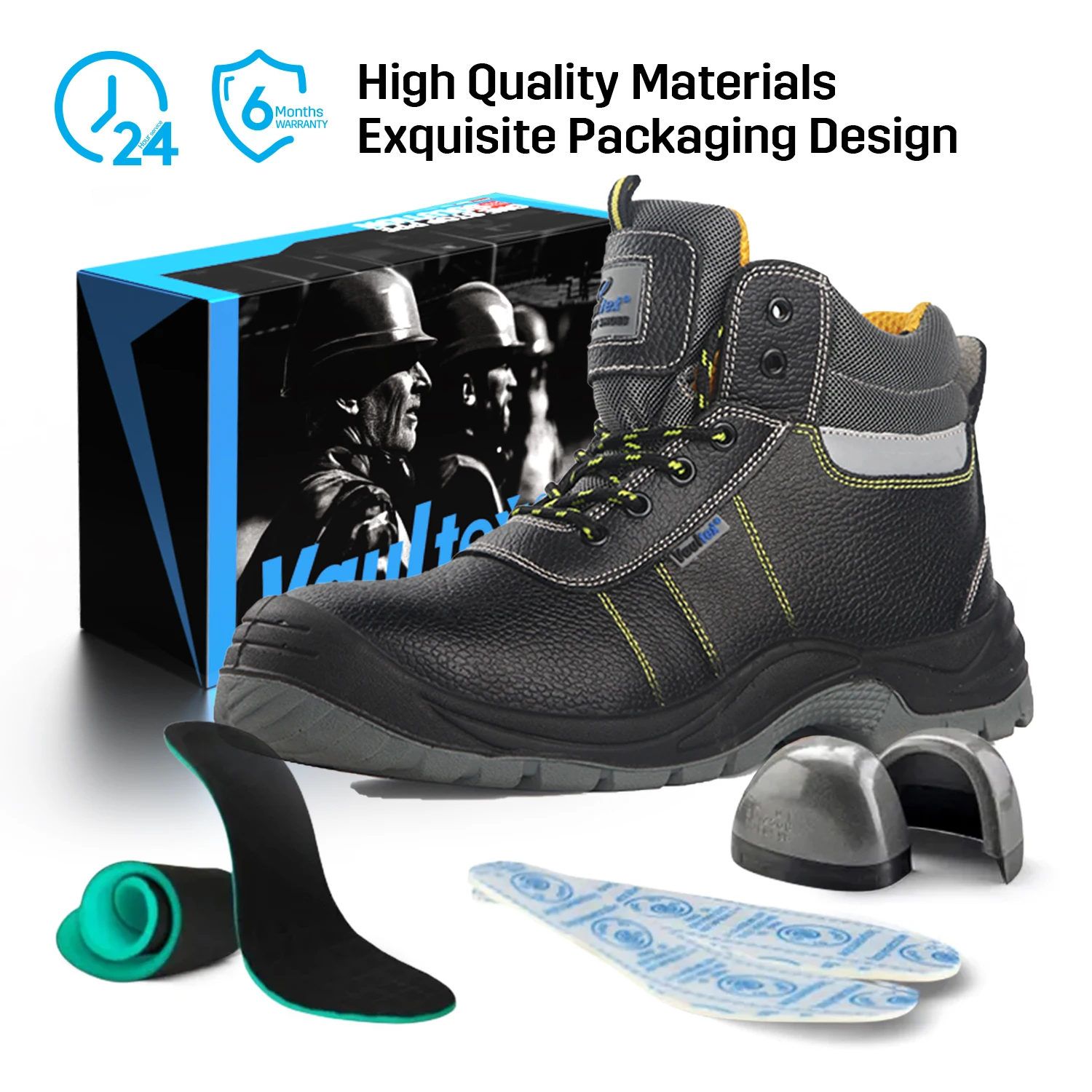 Vaultex S3 ESD Industrial Cow Leather Security Welding Shoes Safety Steel Toe Work Boots Oil-Resistant Safety Shoes For Men