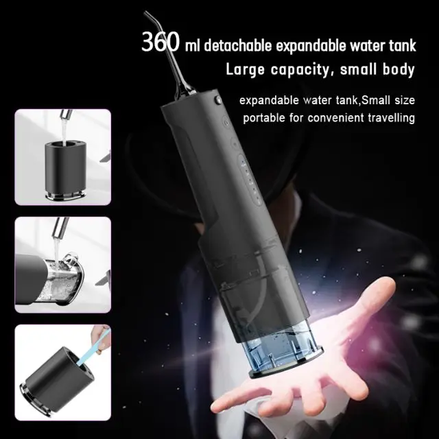 Дорожный выдвижной резервуар для воды 360 мл IPX7 USB Перезаряжаемый стоматологический Флоссер полости рта очиститель